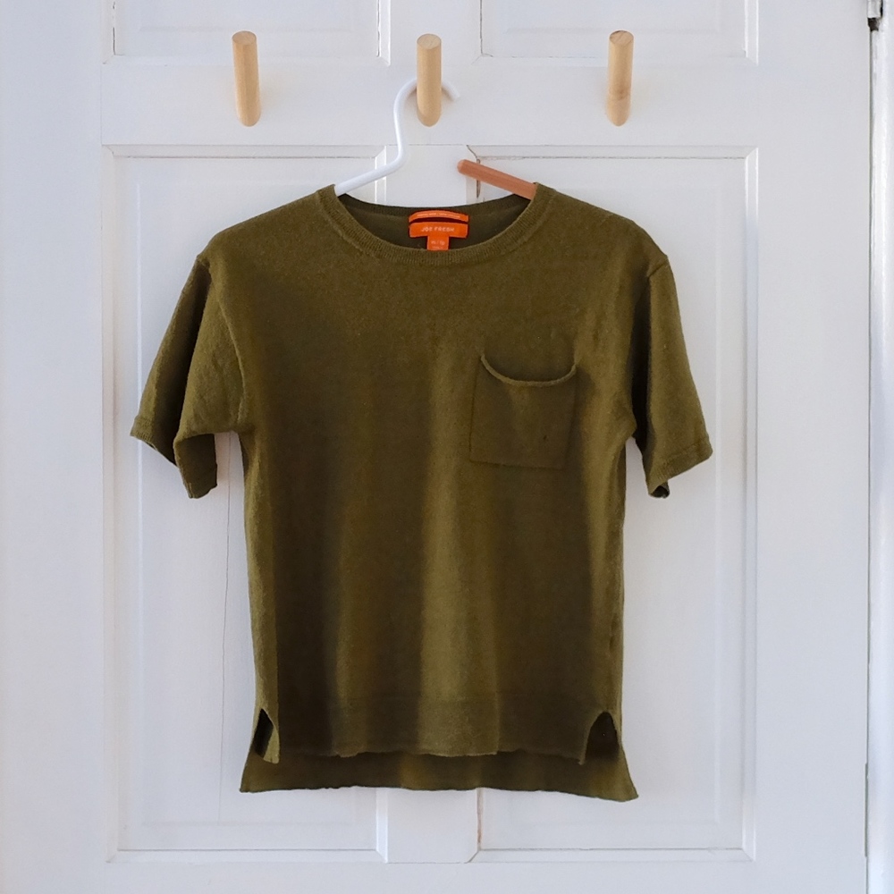 Joe Fresh olive wool sweater tee | X-Small
